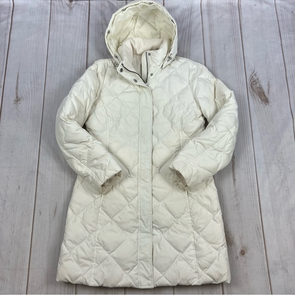 Eddie Bauer Yukon Classic Down Hooded Quilted Parka 700 Fill Off-White Sz M - Picture 16 of 16